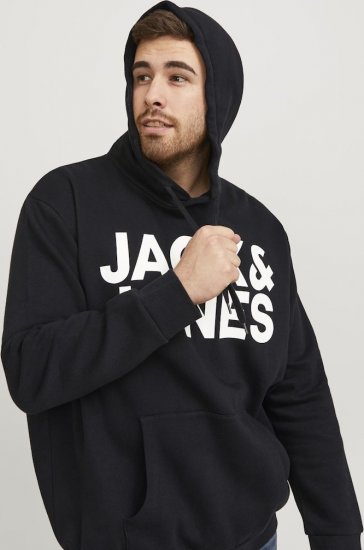 Jack & Jones CORP LOGO Large Print Hoodie Black - Sudaderas - Sudaderas 2XL-12XL
