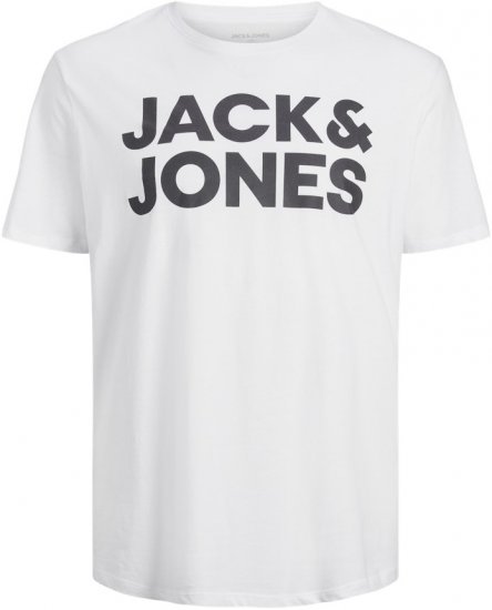 Jack & Jones CORP Logo T-Shirt White w Large Black Print - Camisetas - Camisetas - 2XL-14XL
