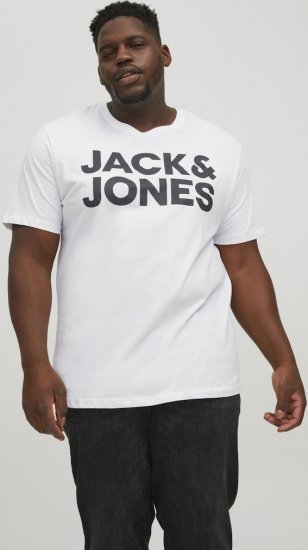 Jack & Jones CORP Logo T-Shirt White w Large Black Print - Camisetas - Camisetas - 2XL-14XL