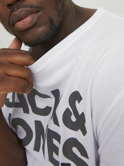 Jack & Jones CORP Logo T-Shirt White w Large Black Print - Camisetas - Camisetas - 2XL-14XL
