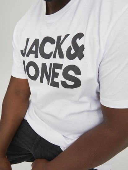Jack & Jones CORP Logo T-Shirt White w Large Black Print - Camisetas - Camisetas - 2XL-14XL