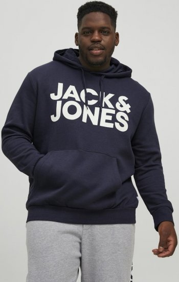 Jack & Jones CORP LOGO Large Print Hoodie Navy Blazer - Sudaderas - Sudaderas 2XL-12XL