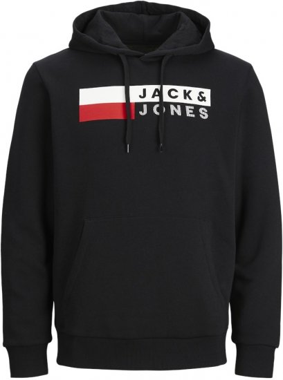 Jack & Jones CORP LOGO PLAY 4 Print Hoodie Black - Sudaderas - Sudaderas 2XL-12XL
