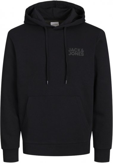 Jack & Jones CORP LOGO Small Print Hoodie Black - Sudaderas - Sudaderas 2XL-12XL