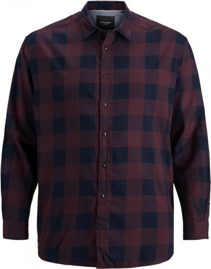 Jack & Jones Gingham L/S Shirt Dark Red - Camisas - Camisas 2XL-10XL