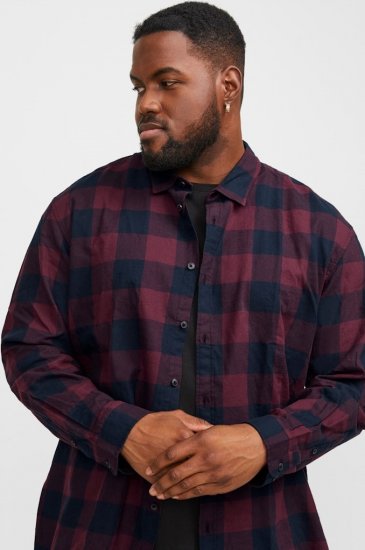 Jack & Jones Gingham L/S Shirt Dark Red - Camisas - Camisas 2XL-10XL