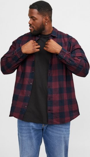 Jack & Jones Gingham L/S Shirt Dark Red - Camisas - Camisas 2XL-10XL
