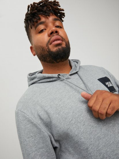 Jack & Jones JJLOCK SWEAT HOOD Grey - Sudaderas - Sudaderas 2XL-12XL