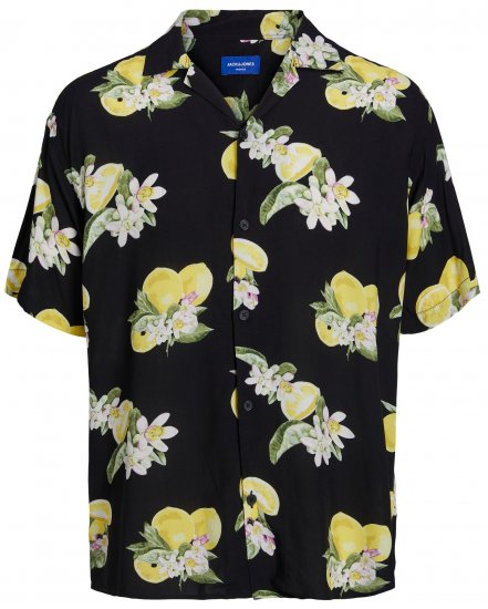 Jack & Jones JORLUKE FLORES Resort Shirt Black - Camisas - Camisas 2XL-10XL