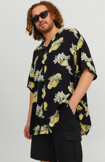 Jack & Jones JORLUKE FLORES Resort Shirt Black - Camisas - Camisas 2XL-10XL