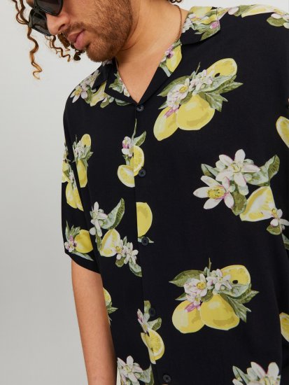 Jack & Jones JORLUKE FLORES Resort Shirt Black - Camisas - Camisas 2XL-10XL