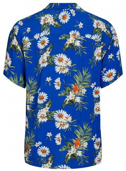Jack & Jones JORLUKE FLORES Resort Shirt Nautical Blue - Camisas - Camisas 2XL-10XL