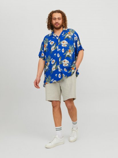 Jack & Jones JORLUKE FLORES Resort Shirt Nautical Blue - Camisas - Camisas 2XL-10XL