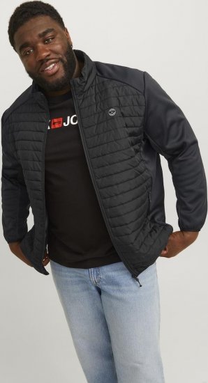 Jack & Jones MULTI SET-IN Sleeves Quilted Jacket With Collar Black - Chaquetas - Chaquetas Tallas Grandes 2XL-8XL
