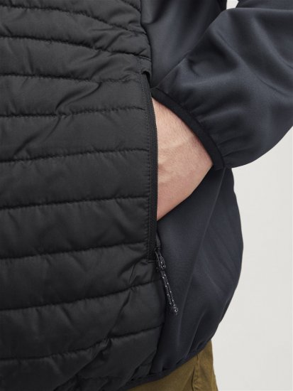 Jack & Jones MULTI SET-IN Sleeves Quilted Jacket With Collar Black - Chaquetas - Chaquetas Tallas Grandes 2XL-8XL
