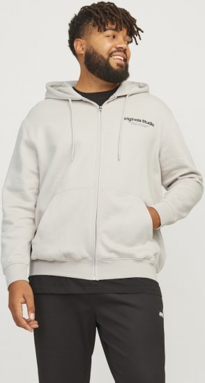 Jack & Jones ESTERBRO Zip Hoodie Light Grey - Sudaderas - Sudaderas 2XL-12XL