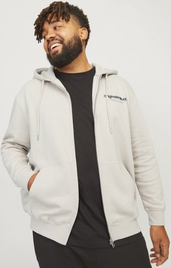 Jack & Jones ESTERBRO Zip Hoodie Light Grey - Sudaderas - Sudaderas 2XL-12XL