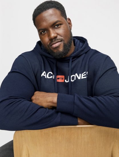 Jack & Jones CORP OLD LOGO REG FIT Hoodie Navy Blazer - Sudaderas - Sudaderas 2XL-12XL