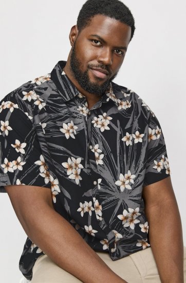 Jack & Jones Hawaii AOP Shirt Black - Camisas - Camisas 2XL-10XL