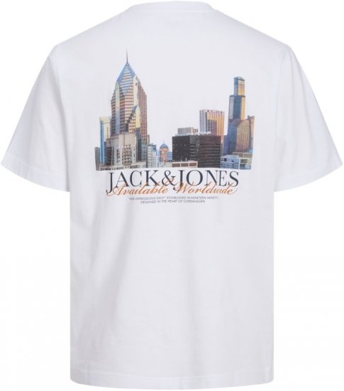 Jack & Jones Boston Photo Crew Neck T-Shirt Bright White - Camisetas - Camisetas - 2XL-14XL