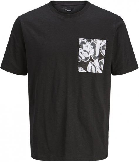 Jack & Jones Split Pocket Print T-Shirt Black - Camisetas - Camisetas - 2XL-14XL