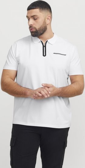 Jack & Jones Fusion Pique Zipper Polo Bright White - Polos - Polos 2XL-8XL