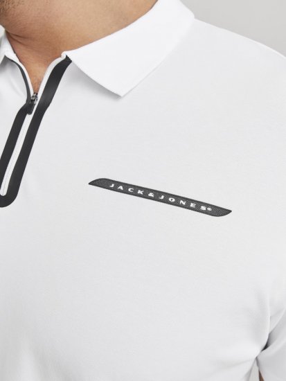 Jack & Jones Fusion Pique Zipper Polo Bright White - Polos - Polos 2XL-8XL