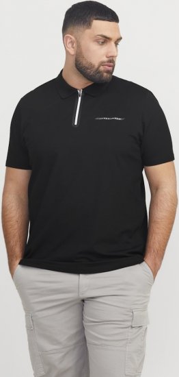 Jack & Jones Fusion Pique Zipper Polo Black - Polos - Polos 2XL-8XL