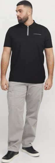 Jack & Jones Fusion Pique Zipper Polo Black - Polos - Polos 2XL-8XL