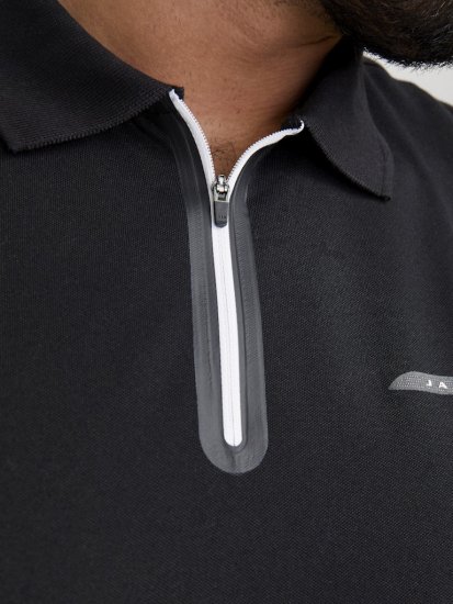 Jack & Jones Fusion Pique Zipper Polo Black - Polos - Polos 2XL-8XL