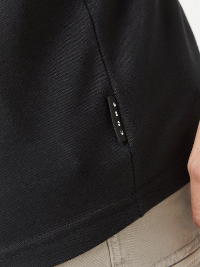 Jack & Jones Fusion Pique Zipper Polo Black - Polos - Polos 2XL-8XL