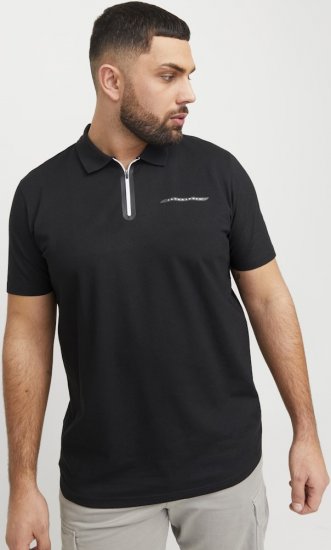 Jack & Jones Fusion Pique Zipper Polo Black - Polos - Polos 2XL-8XL