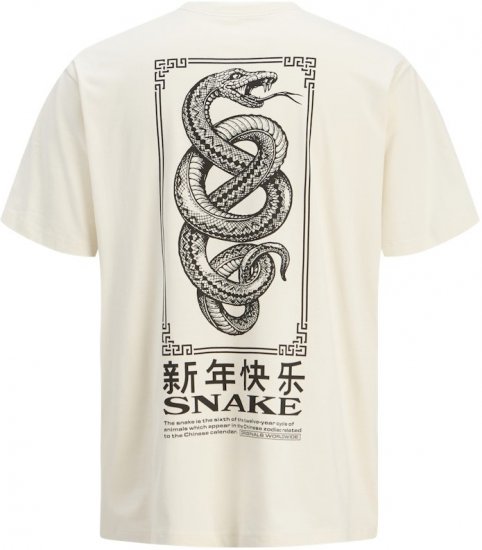 Jack & Jones Snake Crew Neck T-Shirt Antique White - Camisetas - Camisetas - 2XL-14XL
