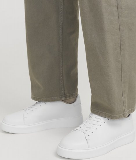 Jack & Jones Stockholm Leather Sneakers Bright White/Leather - Calzado de hombre 40-52 - Zapatillas de hombre tallas 40-52