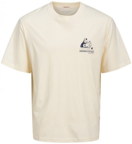 Jack & Jones Bellagio Collage Crew Neck T-Shirt Antique White - Camisetas - Camisetas - 2XL-14XL
