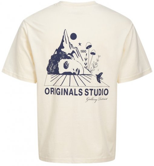 Jack & Jones Bellagio Collage Crew Neck T-Shirt Antique White - Camisetas - Camisetas - 2XL-14XL