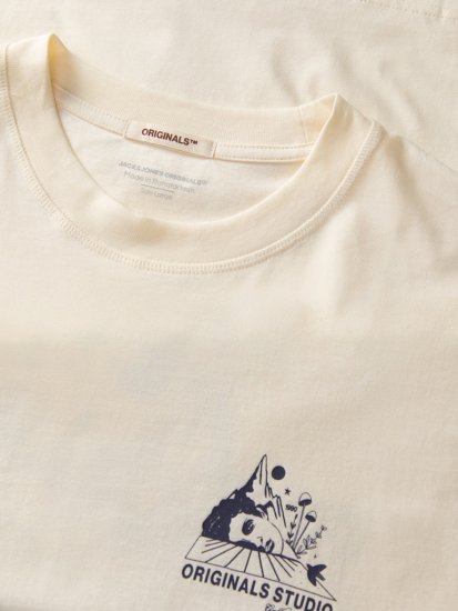 Jack & Jones Bellagio Collage Crew Neck T-Shirt Antique White - Camisetas - Camisetas - 2XL-14XL