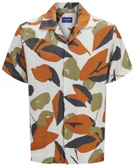 Jack & Jones Vira Marshall AOP Short Sleeve Shirt Cloud Dancer - Camisas - Camisas 2XL-10XL