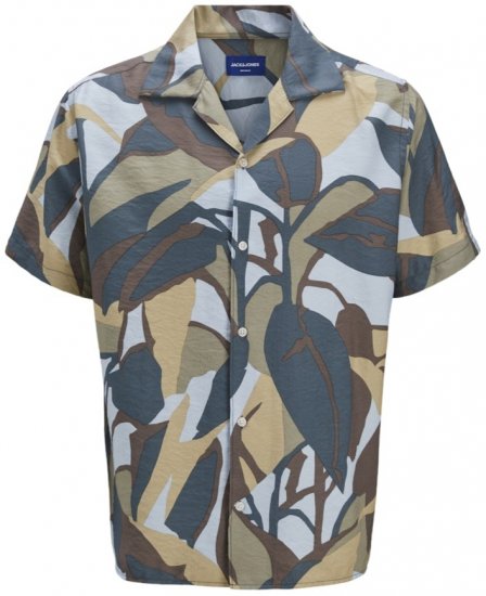 Jack & Jones Vira Marshall AOP Short Sleeve Shirt Silver Sage - Camisas - Camisas 2XL-10XL