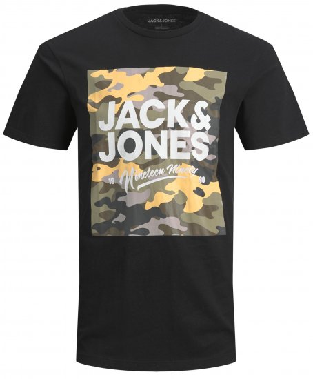 Jack & Jones JJPETE SHAPE Camo Print T-Shirt Black - Camisetas - Camisetas - 2XL-14XL