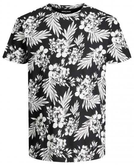 Jack & Jones JJCOASTAL AOP T-Shirt Black - Camisetas - Camisetas - 2XL-14XL