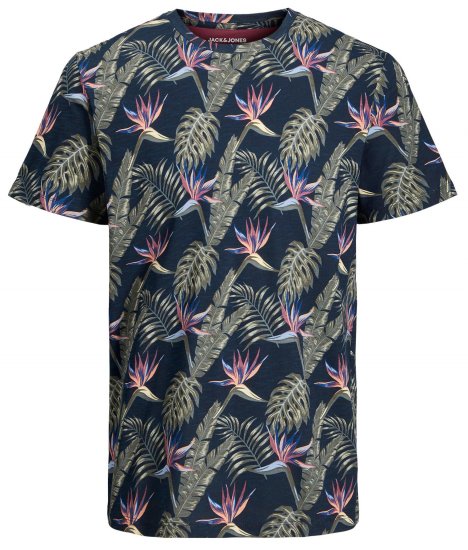 Jack & Jones JJCOASTAL AOP T-Shirt Navy - Camisetas - Camisetas - 2XL-14XL