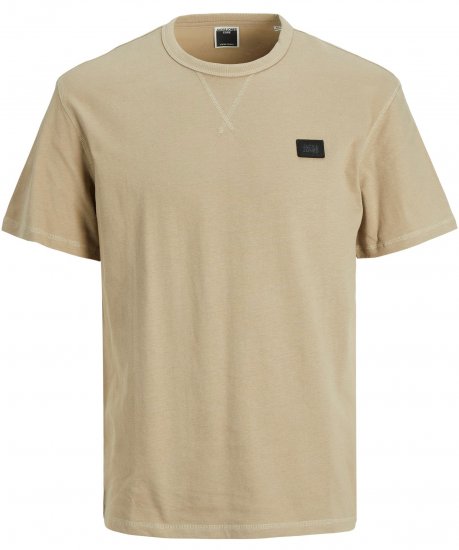 Jack & Jones JCOCLASSIC WAFFLE BADGE TEE Beige - Camisetas - Camisetas - 2XL-14XL