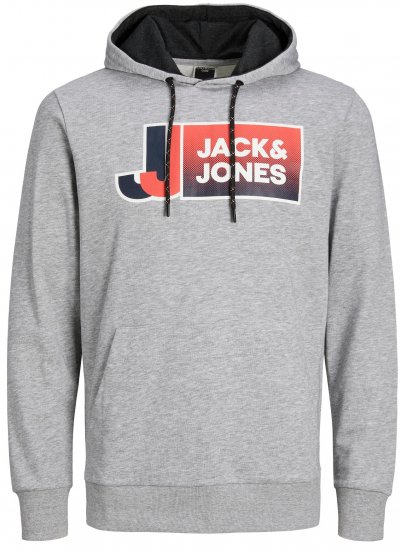 Jack & Jones JCOLOGAN Hoodie Light Grey Melange - Sudaderas - Sudaderas 2XL-12XL