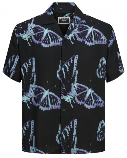Jack & Jones JCOJEFF AOP Resort Shirt Black - Camisas - Camisas 2XL-10XL