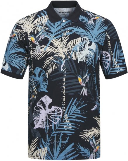 Jack & Jones Hawaii AOP Short Sleeve Polo Blue - Polos - Polos 2XL-8XL