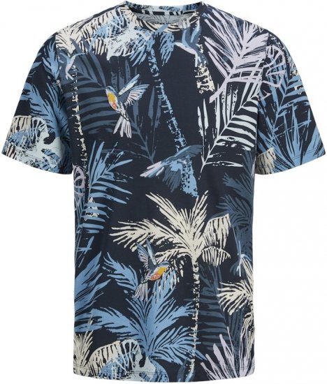 Jack & Jones Hawaii AOP Crew Neck T-Shirt Blue - Camisetas - Camisetas - 2XL-14XL
