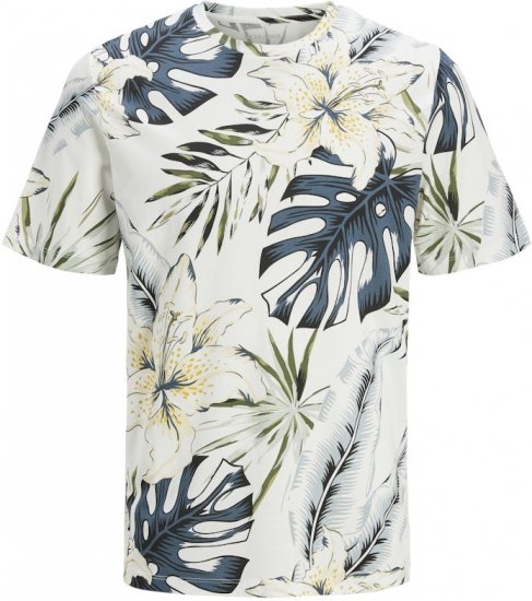 Jack & Jones Hawaii AOP Crew Neck T-Shirt White - Camisetas - Camisetas - 2XL-14XL