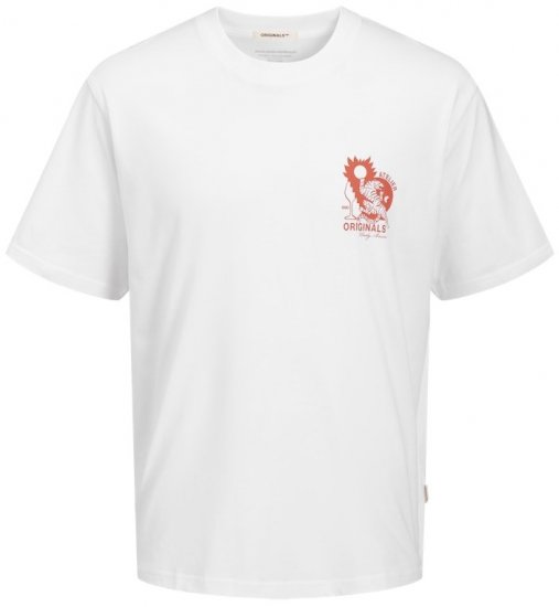  Jack & Jones Bellagio Collage Crew Neck T-Shirt Bright White - Camisetas - Camisetas - 2XL-14XL