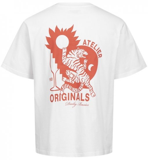 Jack & Jones Bellagio Collage Crew Neck T-Shirt Bright White - Camisetas - Camisetas - 2XL-14XL